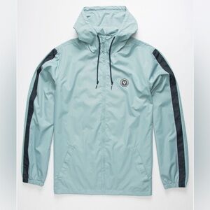 VISSLA Wind Trip Windbreaker Jacket Blue Full Zip Hoodie Lined Surf Size M